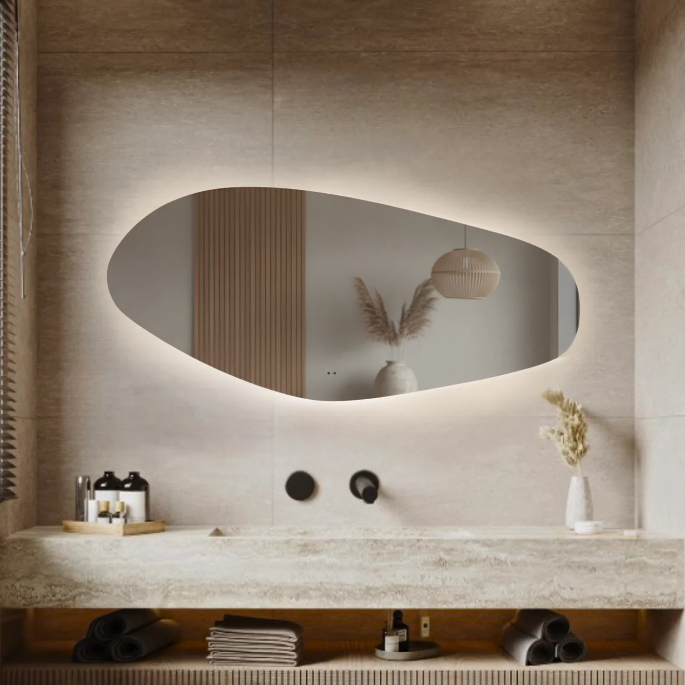 Sanoblu River Badkamerspiegel | Organisch | Met LED verlichting 120 x 60 cm