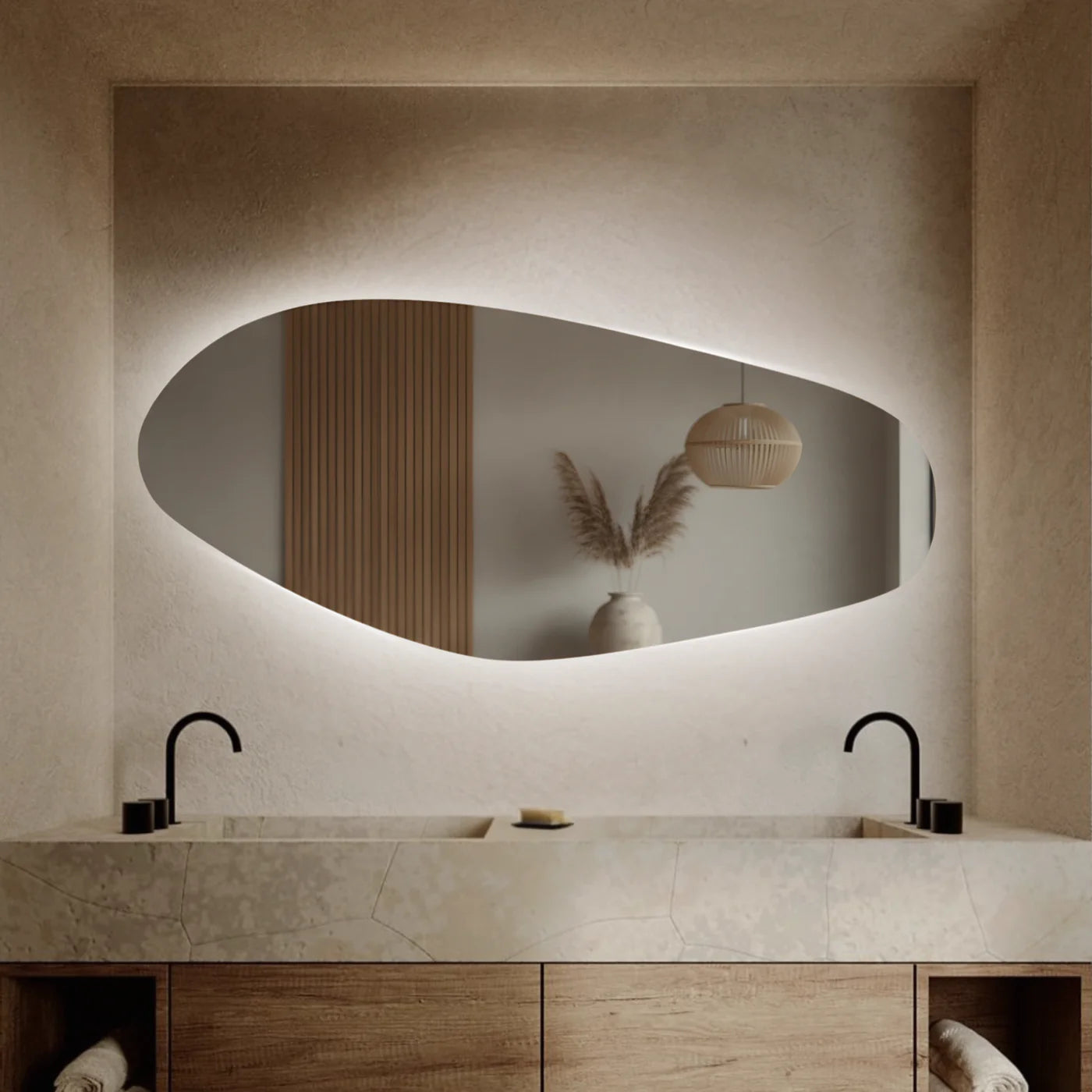 Sanoblu River Badkamerspiegel | Organisch | Met LED verlichting 140 x 60 cm