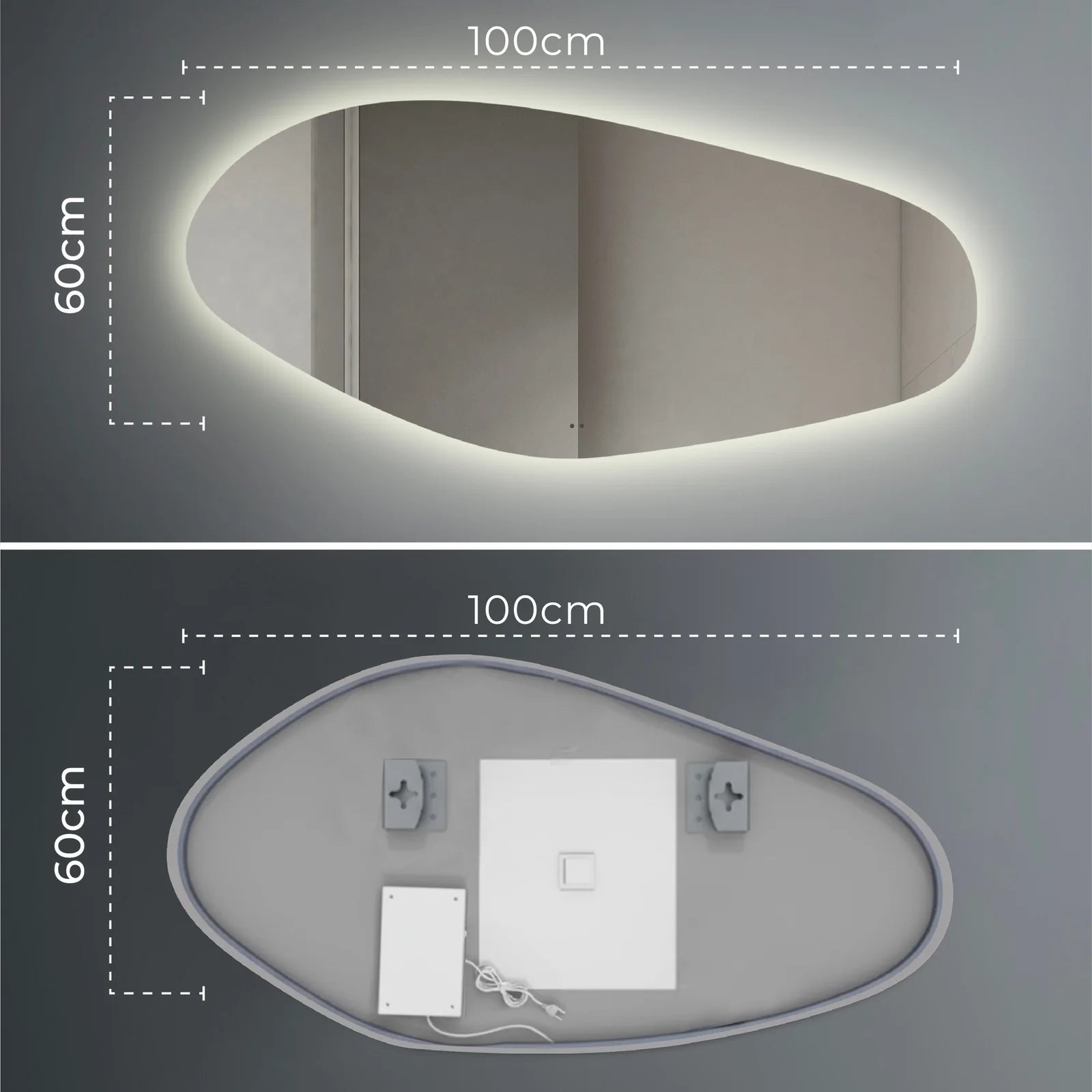 Sanoblu River Badkamerspiegel | Organisch | Met LED verlichting 100 x 60 cm