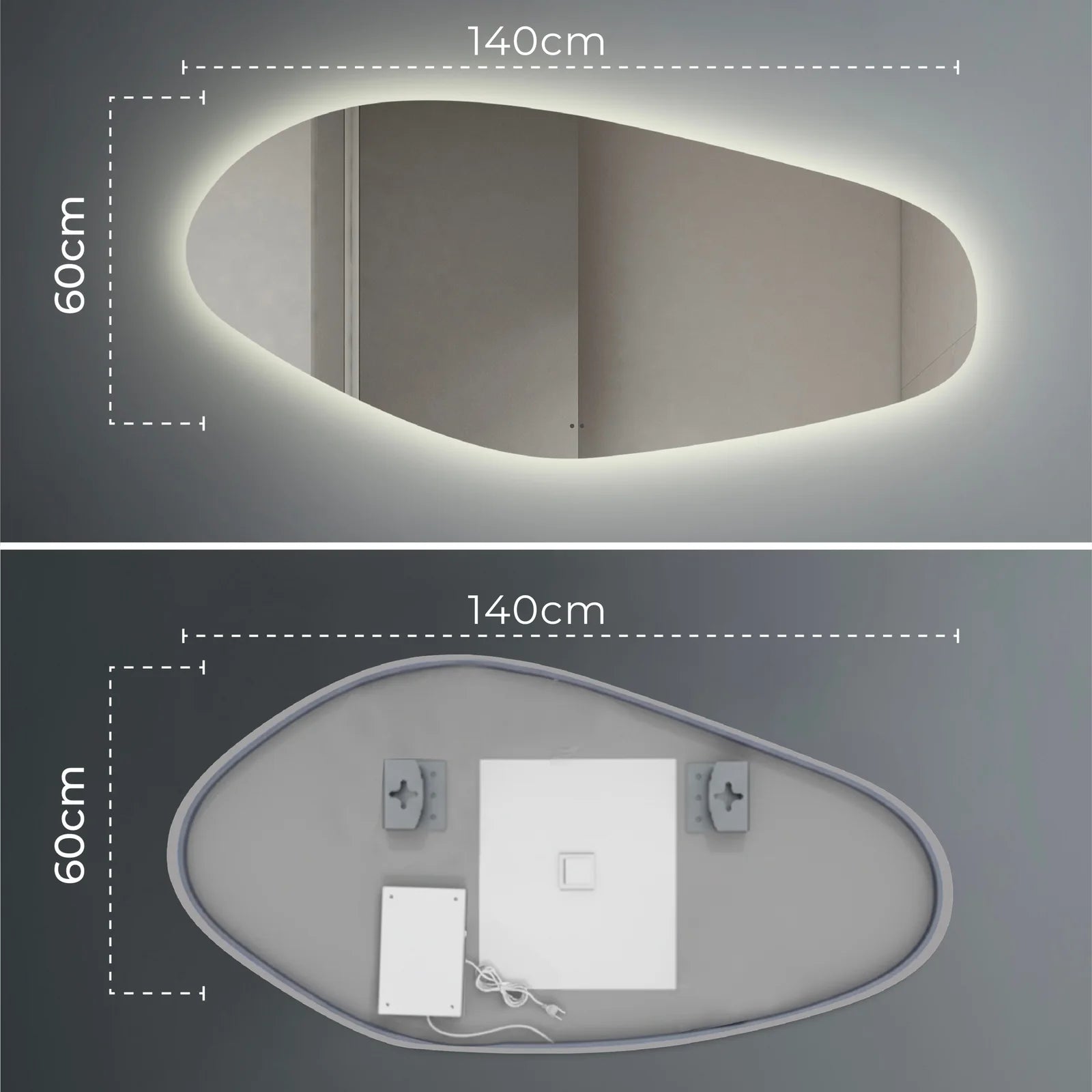 Sanoblu River Badkamerspiegel | Organisch | Met LED verlichting 140 x 60 cm