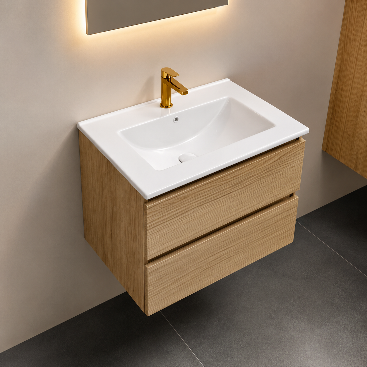 SanoBlu Sella badkamer meubel  60 cm Chai met keramische wastafel