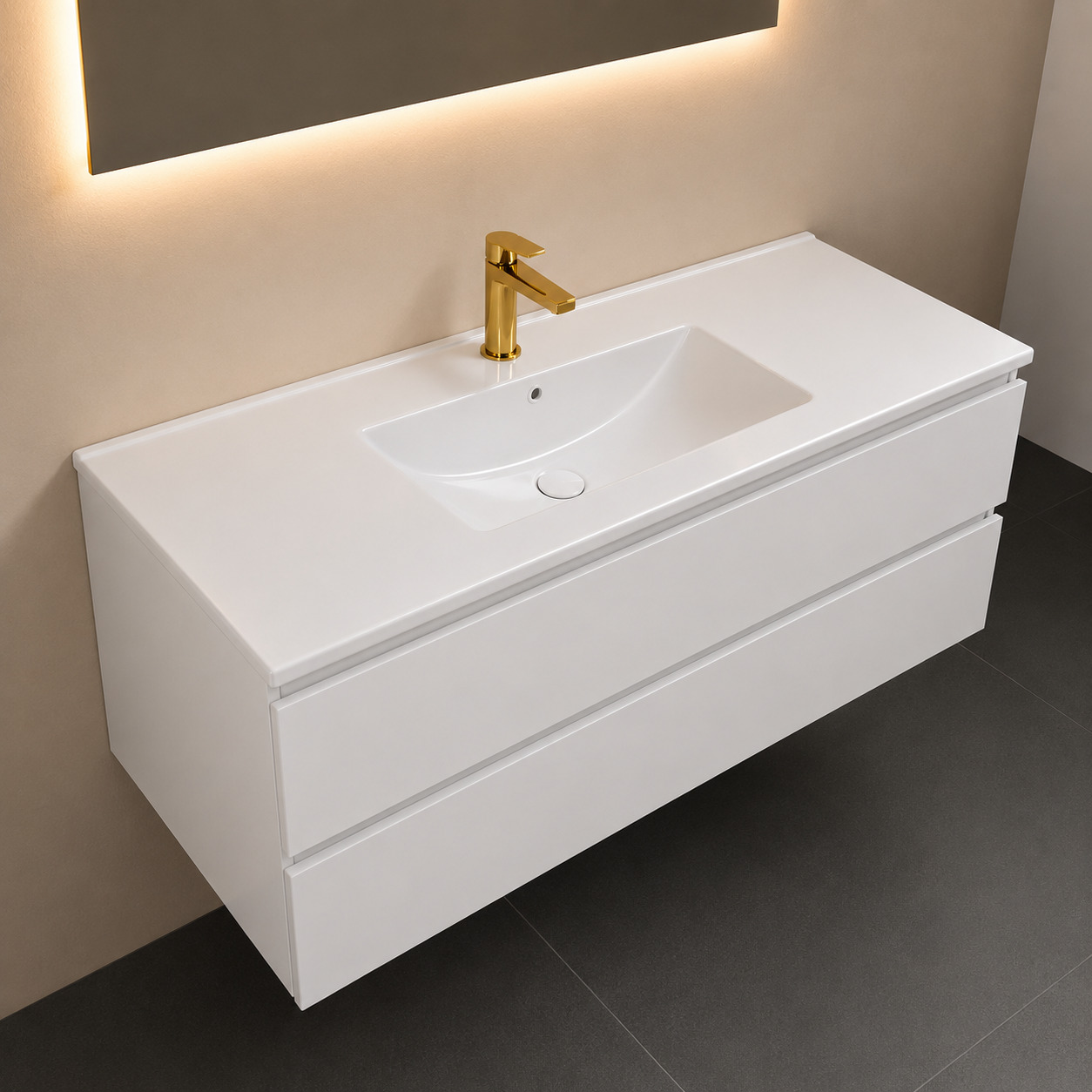 SanoBlu Sella badkamer meubel 120 cm wit met keramische wastafel