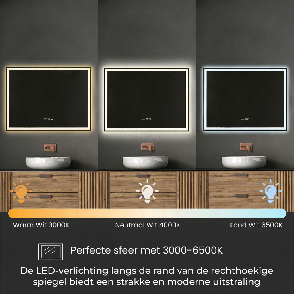 Sanoblu Tron Badkamerspiegel | Rechthoek | Met LED verlichting 80 cm 4