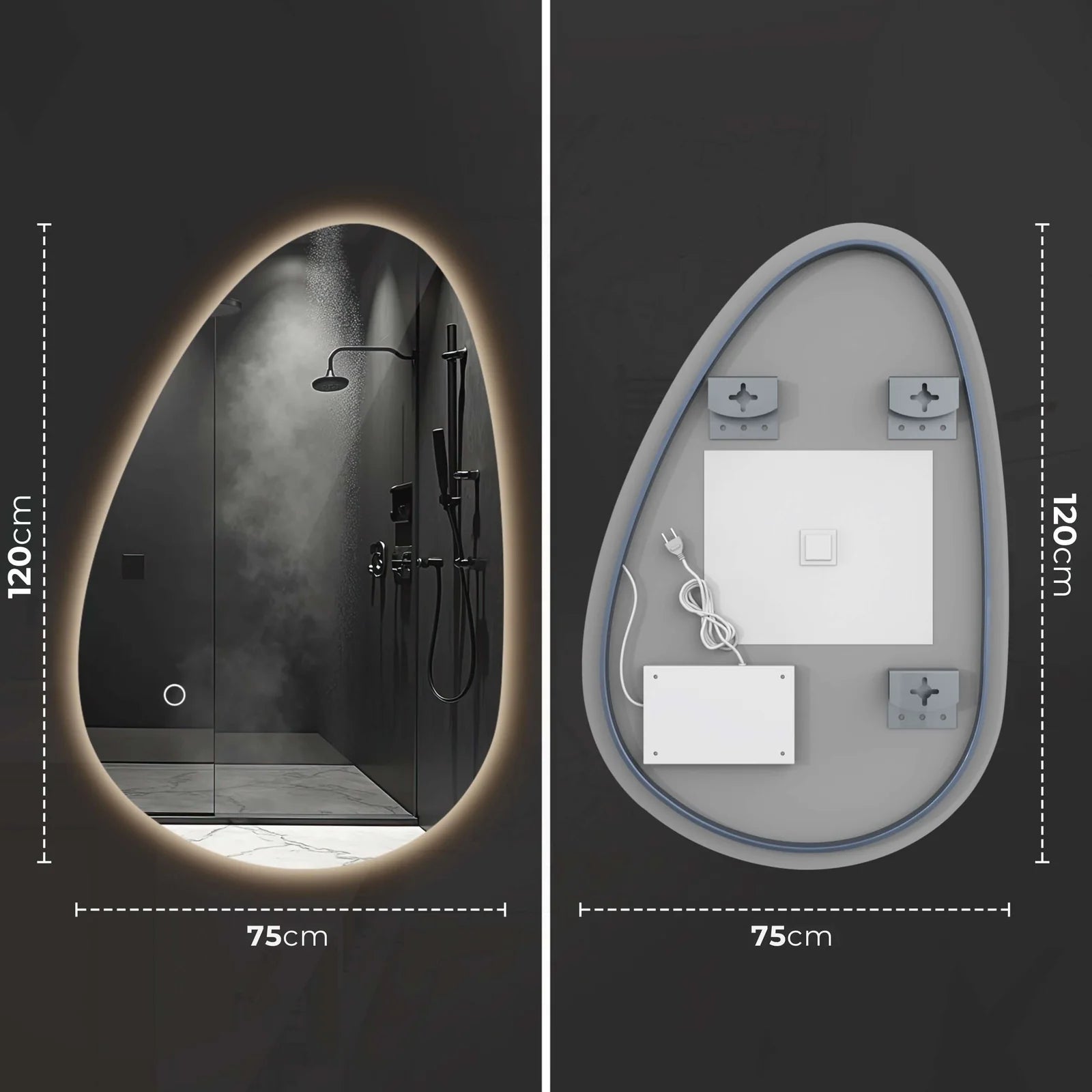 Sanoblu Aura Badkamerspiegel | Organisch | Met LED verlichting 120 cm