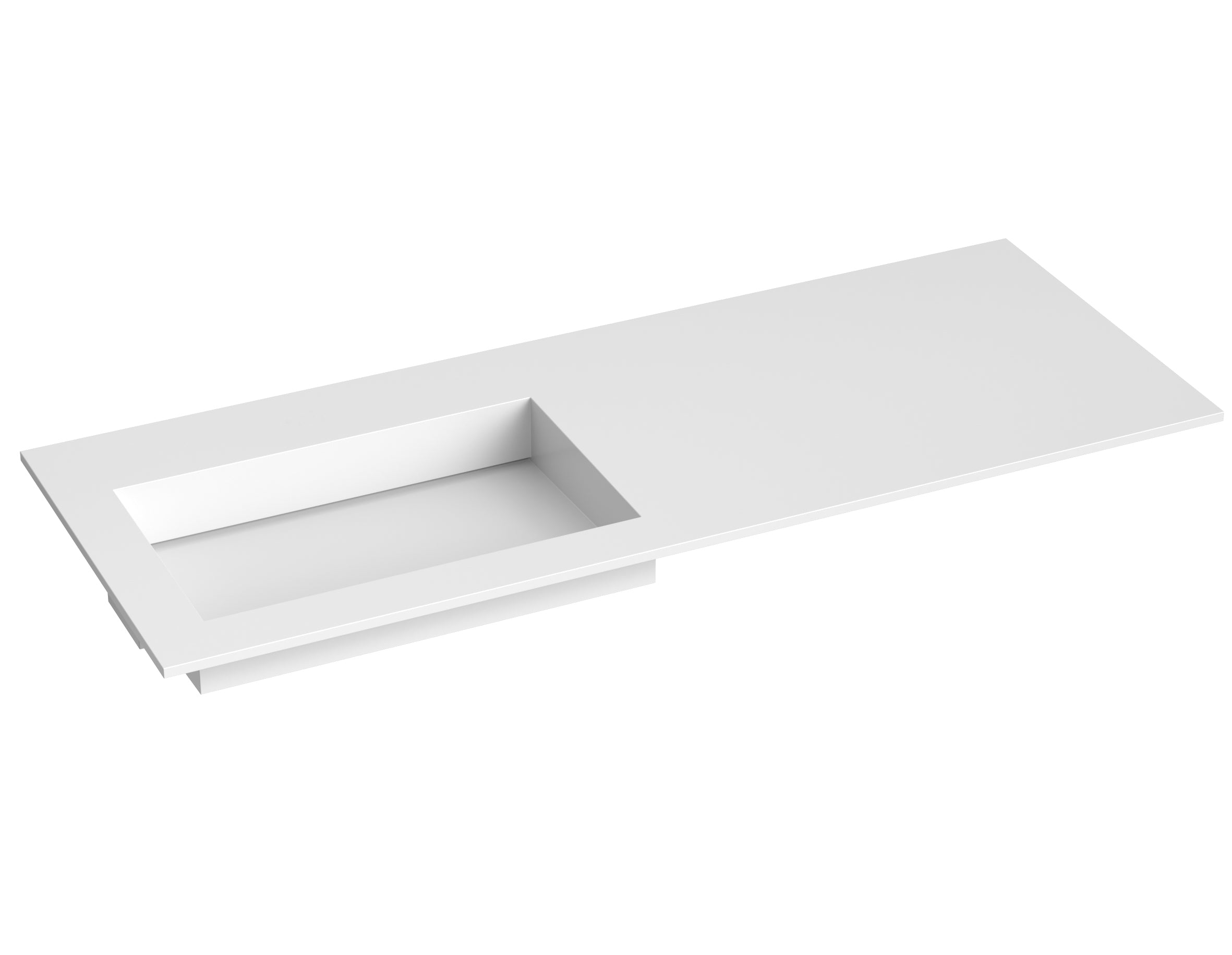 SanoBlu Pure wastafelmeubel 120 cm cashmere grijs met corian wastafel wasbak links