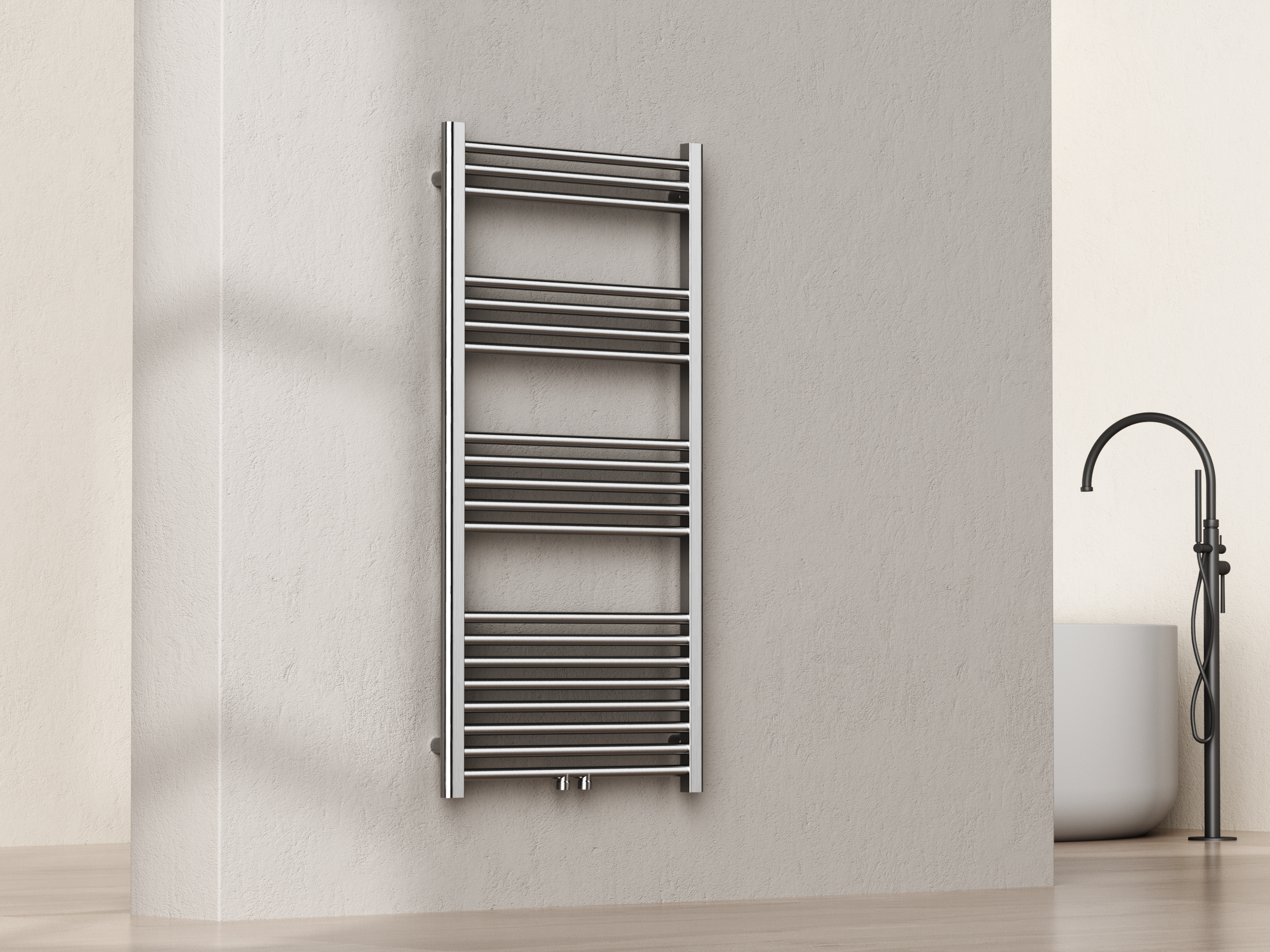 Sanoterra Fero design radiator 120x60 cm geborsteld RVS 524W midden/zij aansluiting