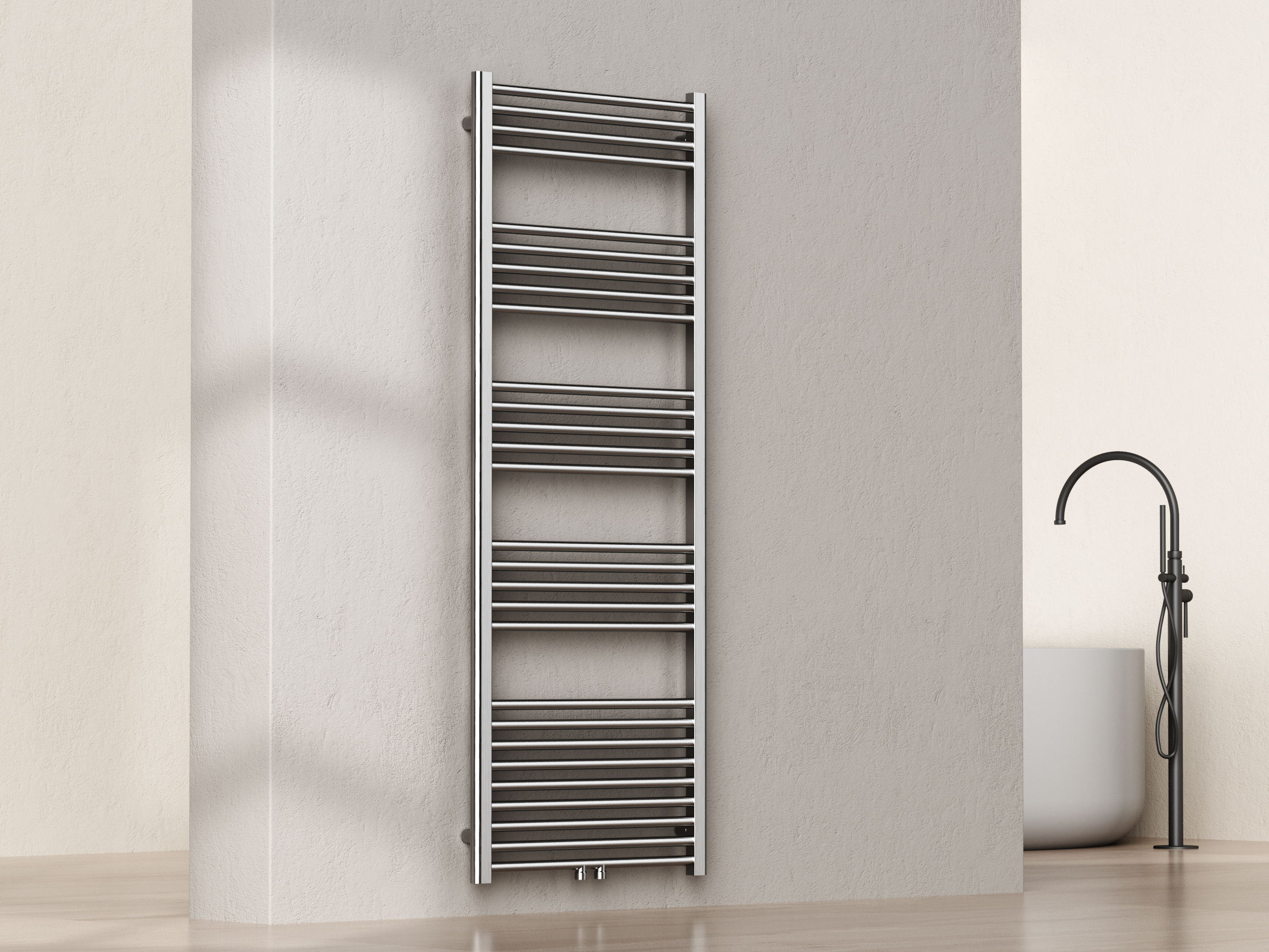 Sanoterra Fero design radiator 160x60 cm geborsteld RVS 724W midden/zij aansluiting