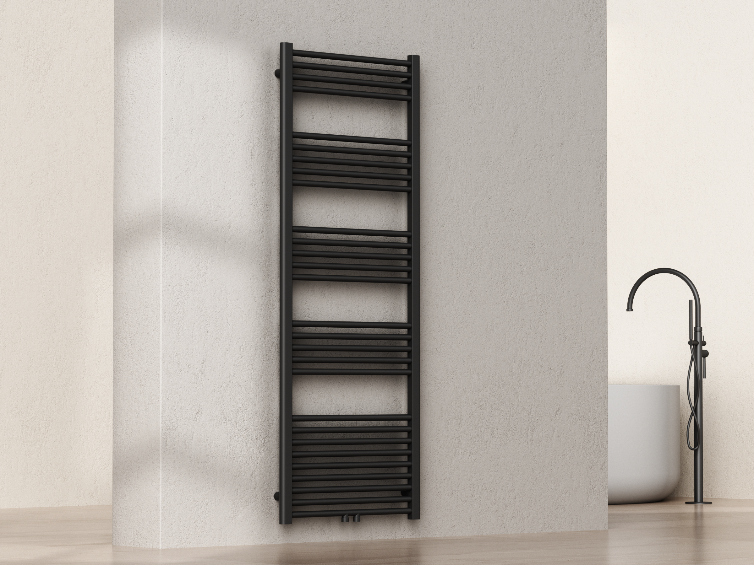 Sanoterra Fero design radiator 160x60 cm mat zwart  724W midden/zij aansluiting