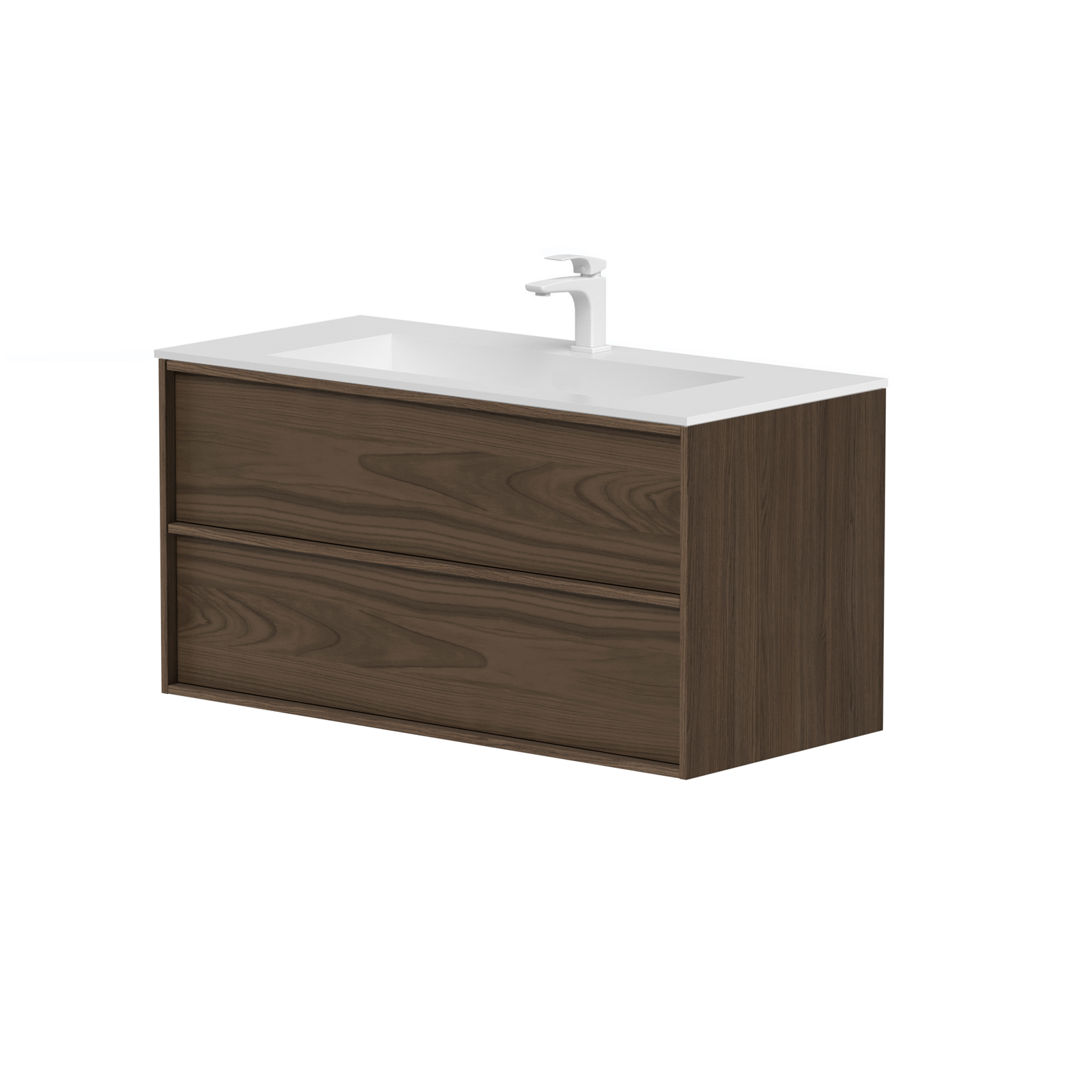 SanoBlu Riva wastafelmeubel 100 cm echt eikenfineer bruin met corian wastafel 3