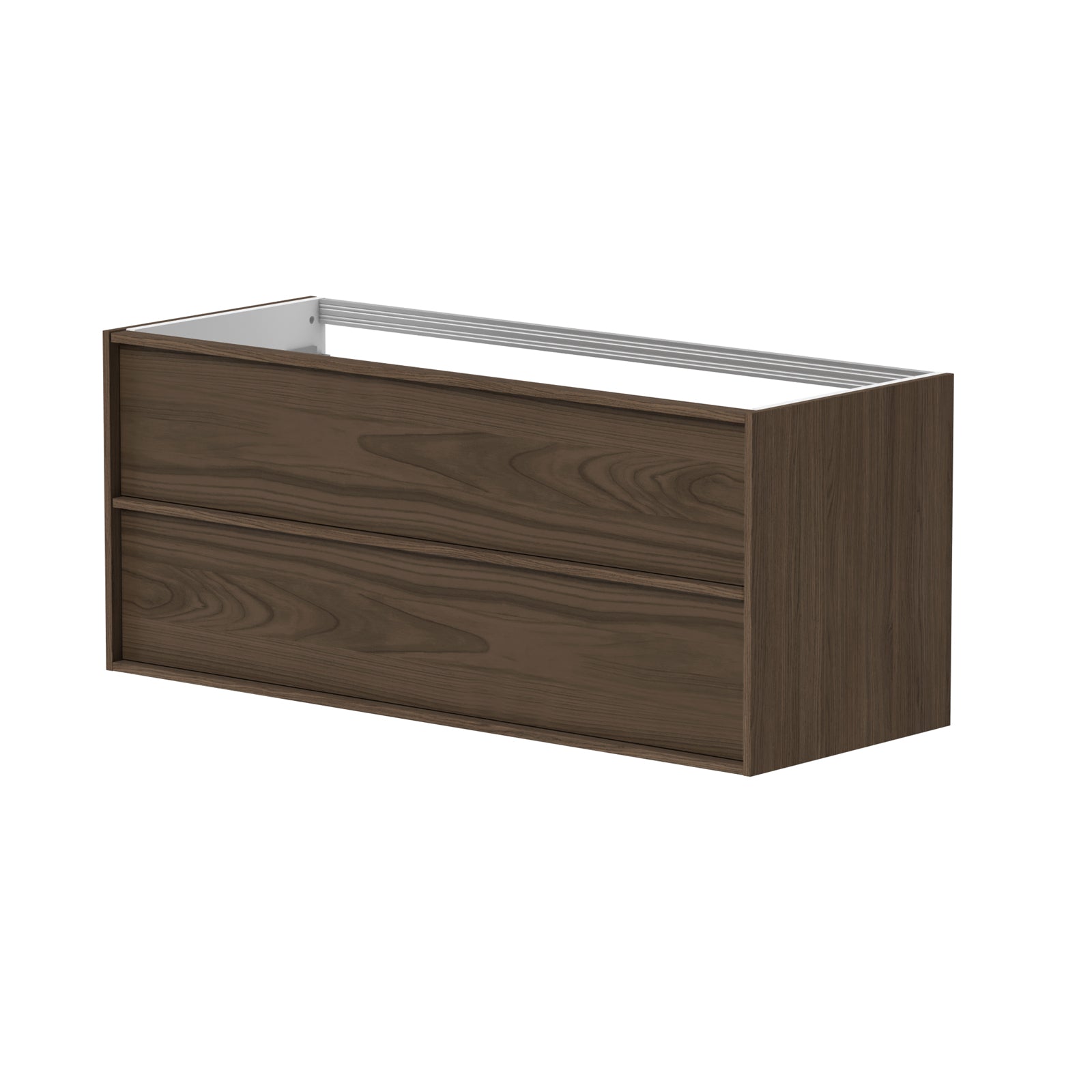 SanoBlu Riva wastafelmeubel 120 cm echt eikenfineer bruin met dubbele keramische wastafel