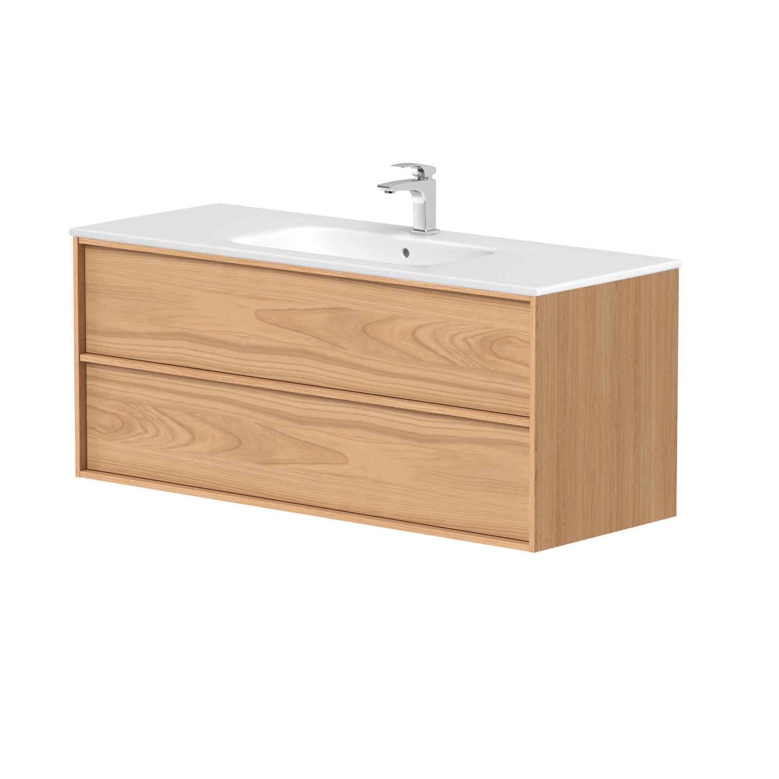 SanoBlu Riva wastafelmeubel 120 cm echt eikenfineer naturel met keramische wastafel 3