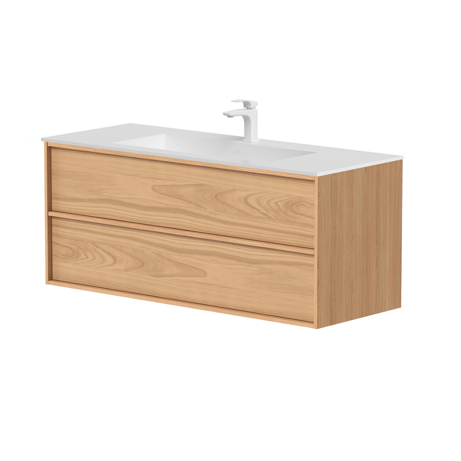 SanoBlu Riva wastafelmeubel 120 cm echt eikenfineer naturel met corian wastafel