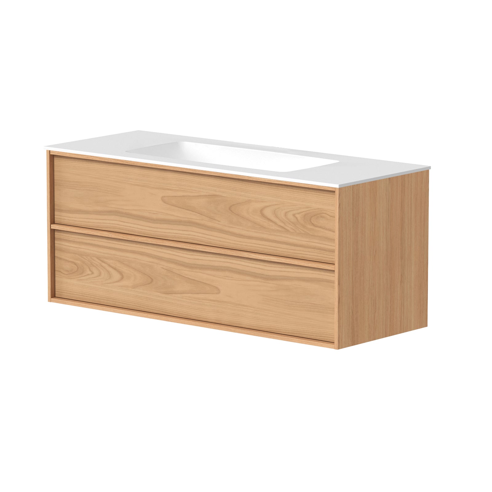 SanoBlu Riva wastafelmeubel 120 cm echt eikenfineer naturel met solid surface wastafel 5