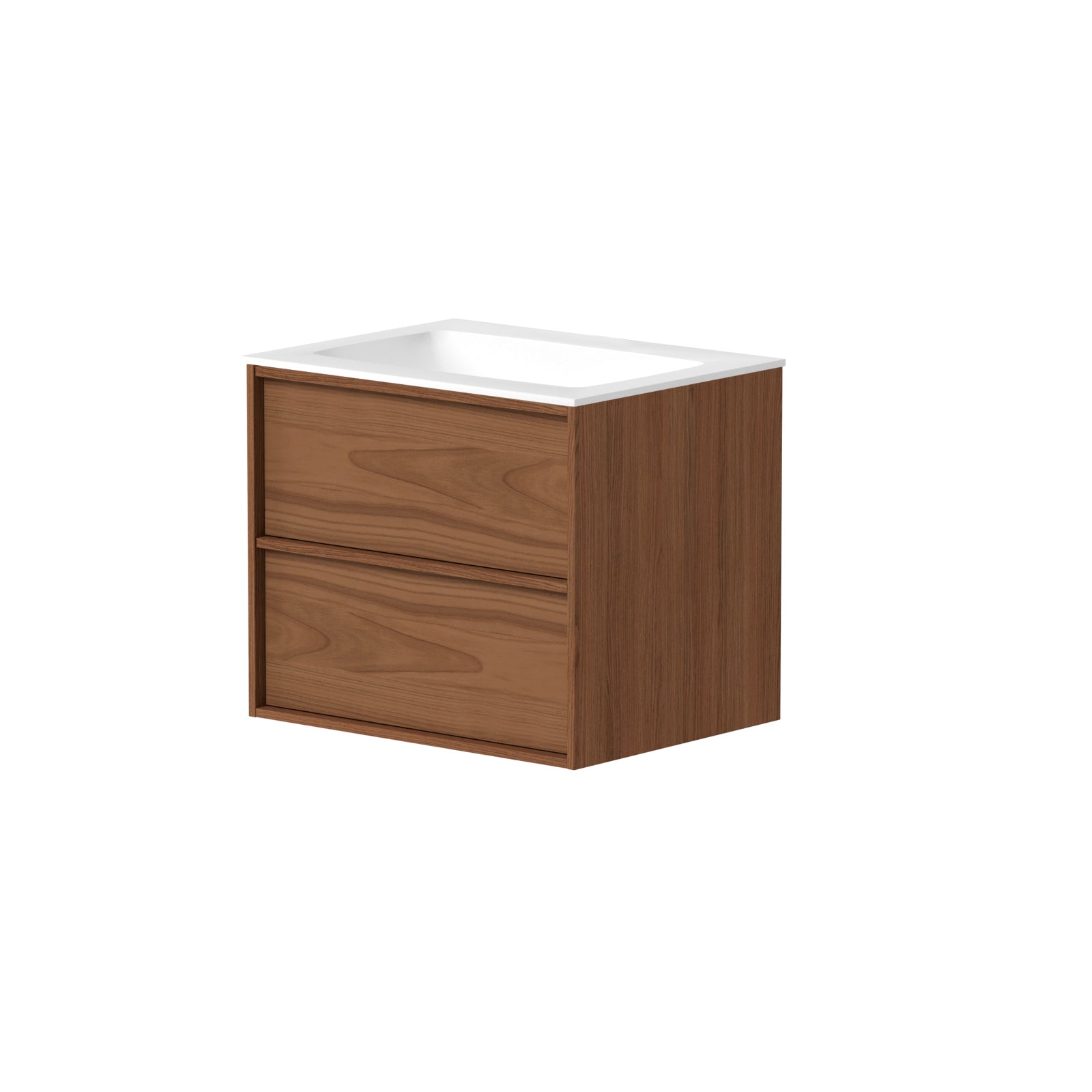 SanoBlu Riva wastafelmeubel 60 cm echt eikenfineer koper met solid surface wastafel