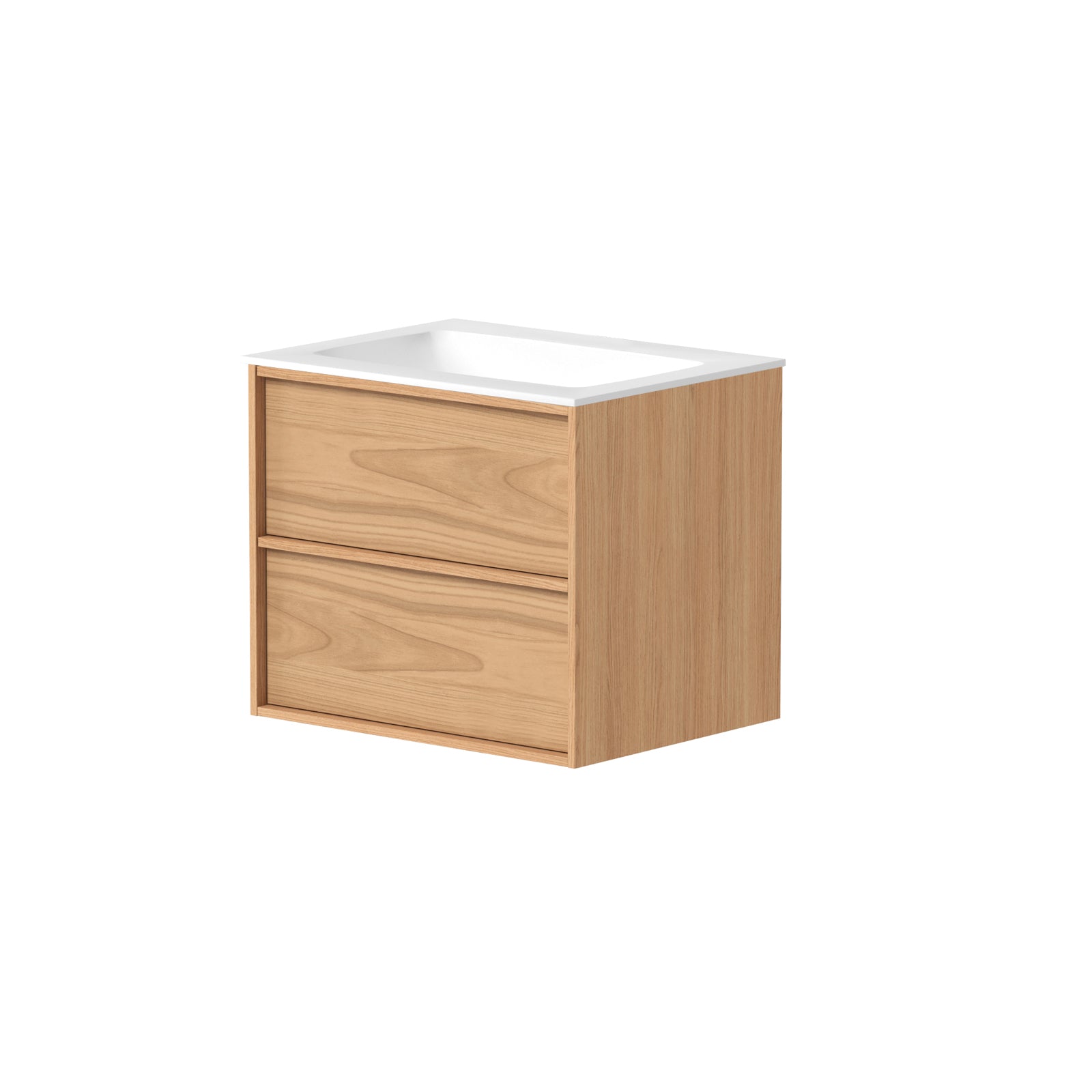 SanoBlu Riva wastafelmeubel 60 cm echt eikenfineer naturel met solid surface wastafel 5