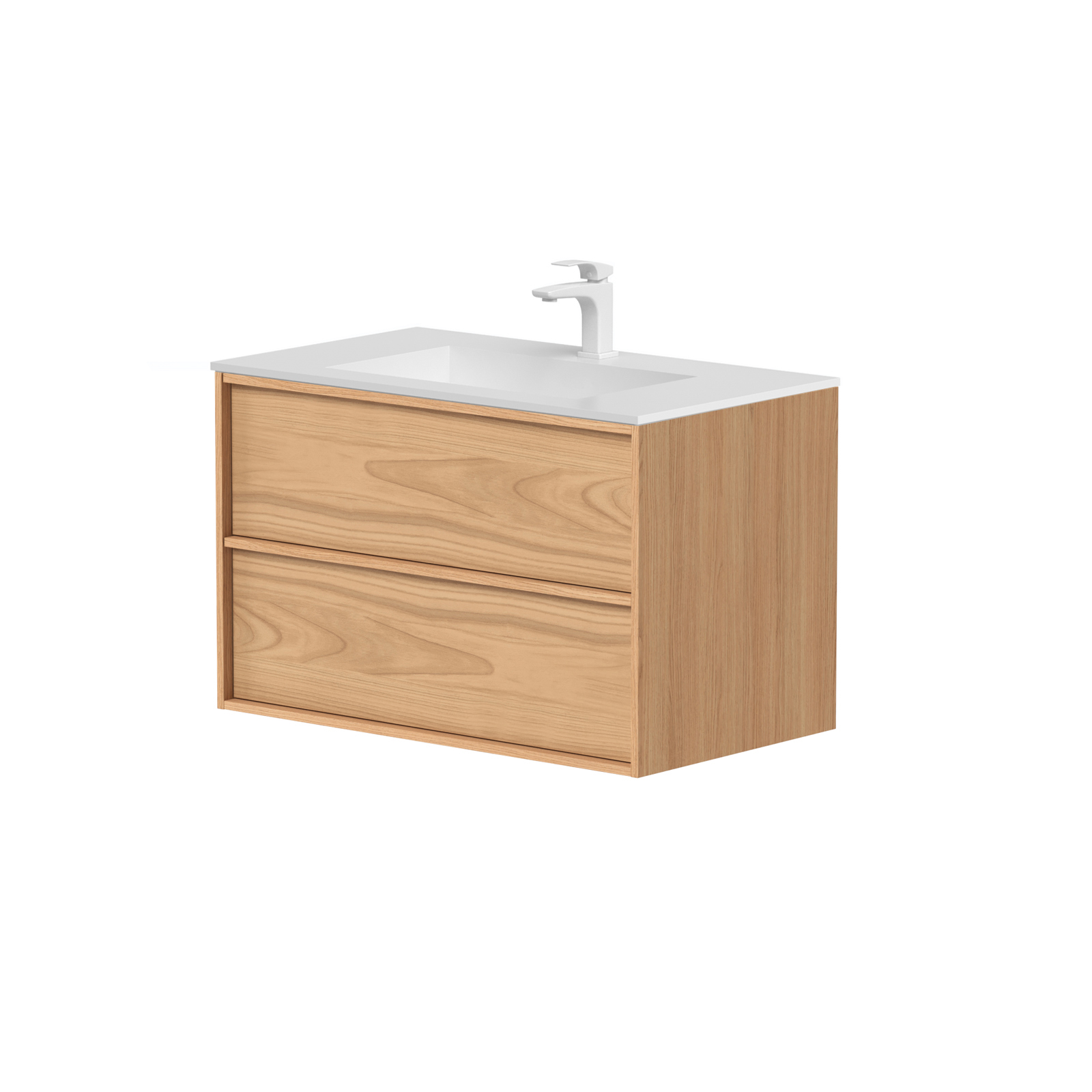 SanoBlu Riva wastafelmeubel 80 cm echt eikenfineer naturel met corian wastafel 3