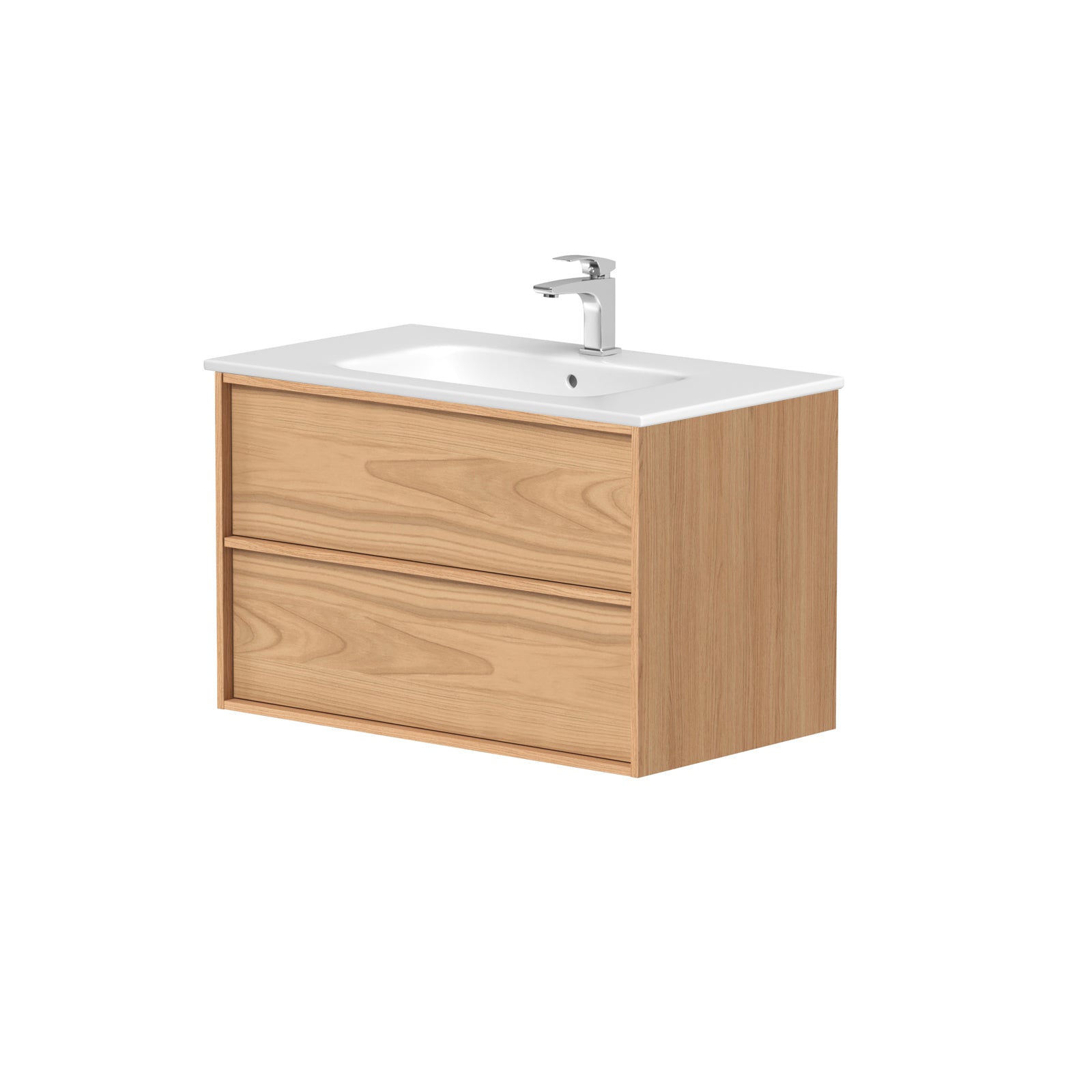 SanoBlu Riva wastafelmeubel 80 cm echt eikenfineer naturel met keramische wastafel 3