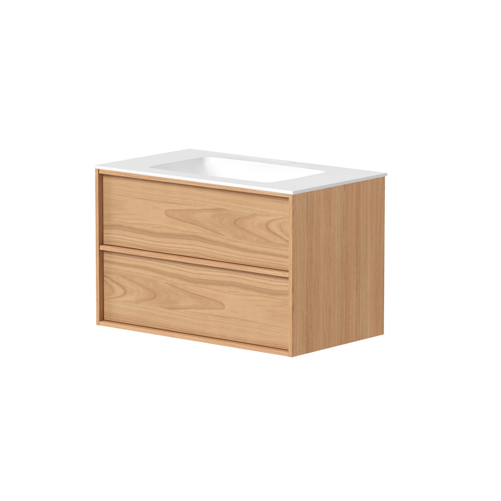 SanoBlu Riva wastafelmeubel 80 cm echt eikenfineer naturel met solid surface wastafel 8