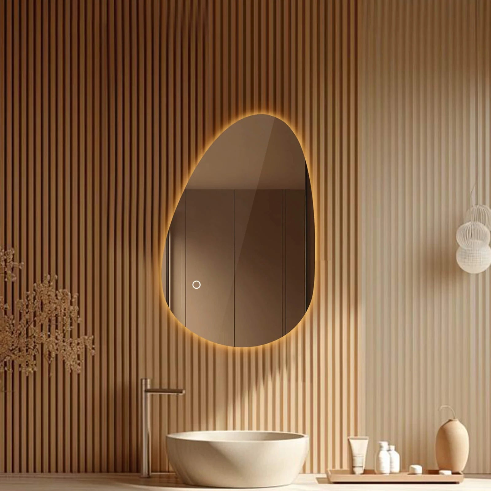 Sanoblu Aura Badkamerspiegel | Organisch | Met LED verlichting 90 cm