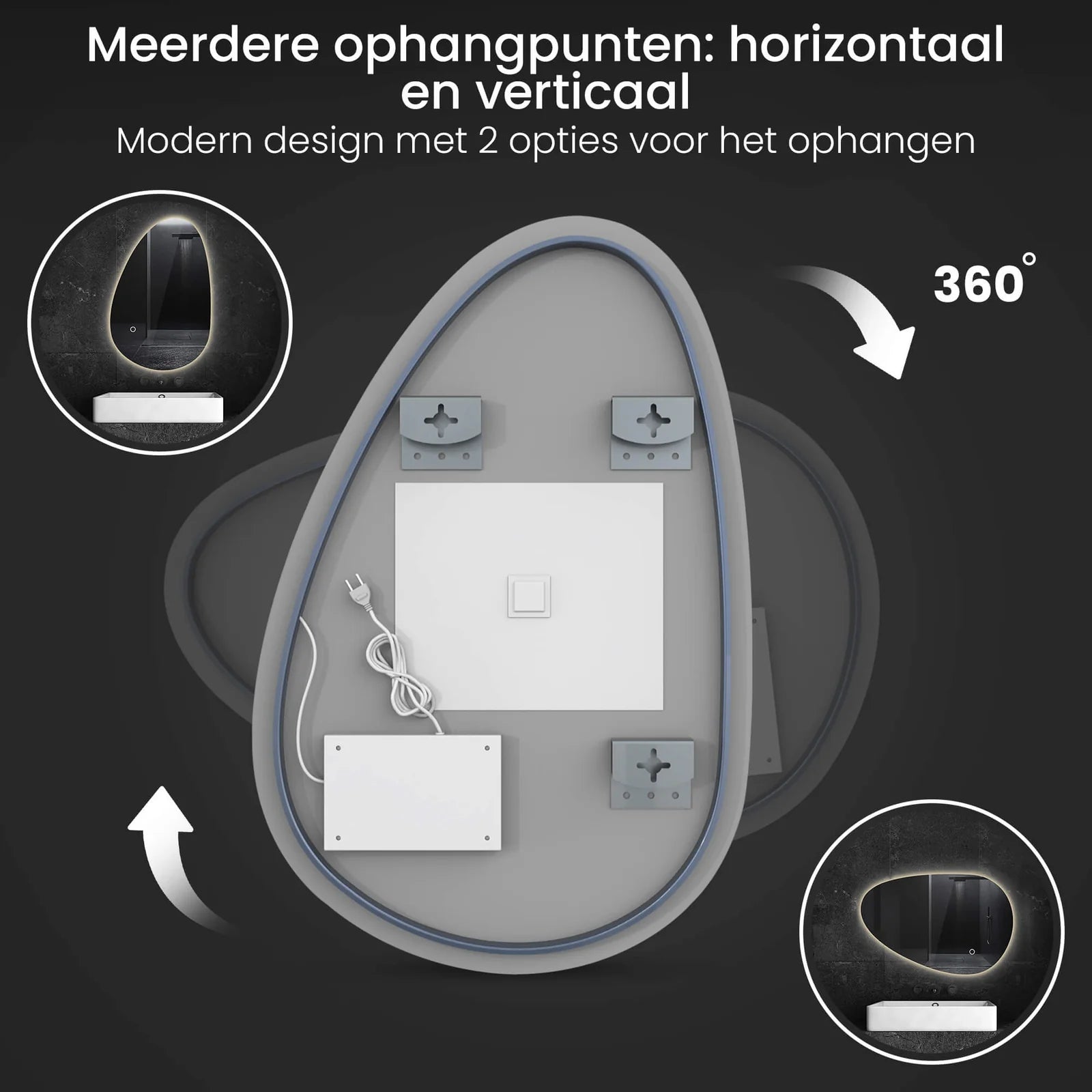 Sanoblu Aura Badkamerspiegel | Organisch | Met LED verlichting 90 cm 4