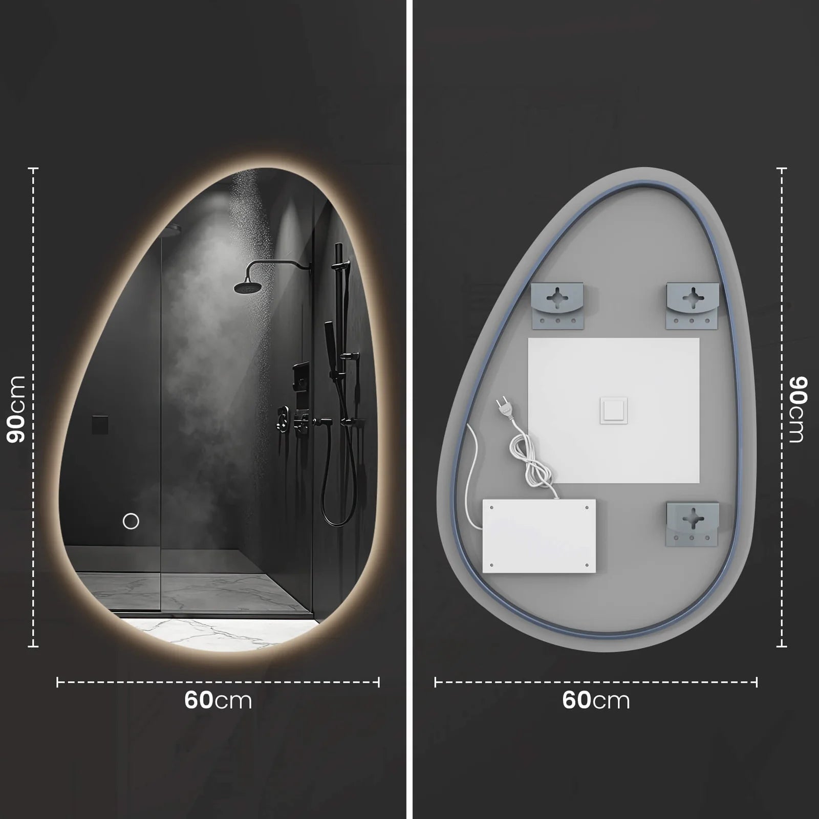 Sanoblu Aura Badkamerspiegel | Organisch | Met LED verlichting 90 cm