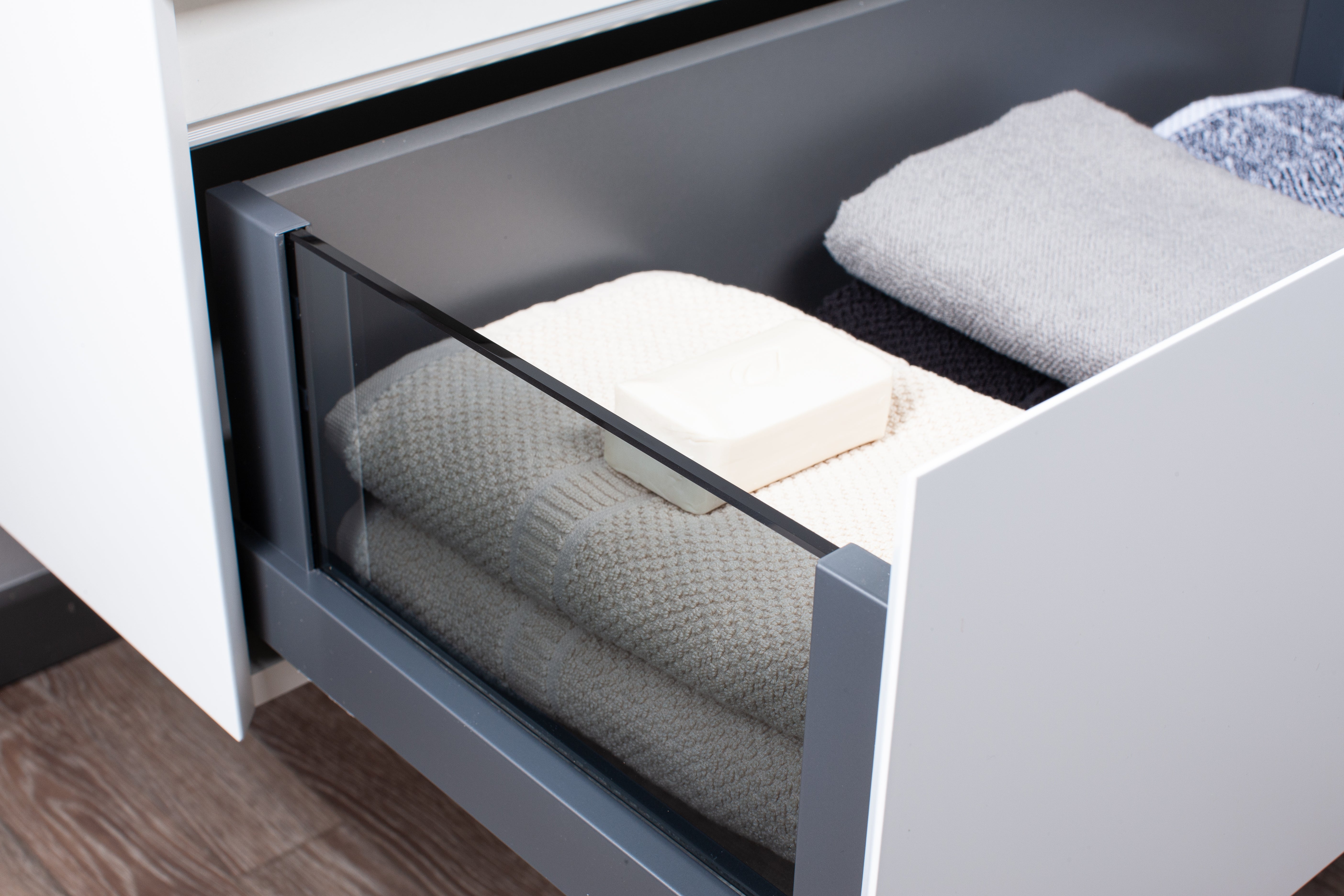 SanoBlu Pure wastafelmeubel 120 cm mat wit met corian wastafel wasbak rechts