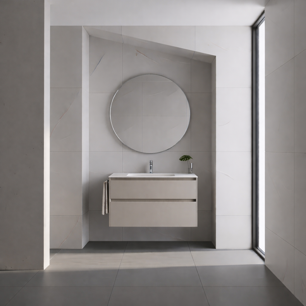 SanoBlu Pure wastafelmeubel 80 cm cashmere grijs met solid surface wastafel 1