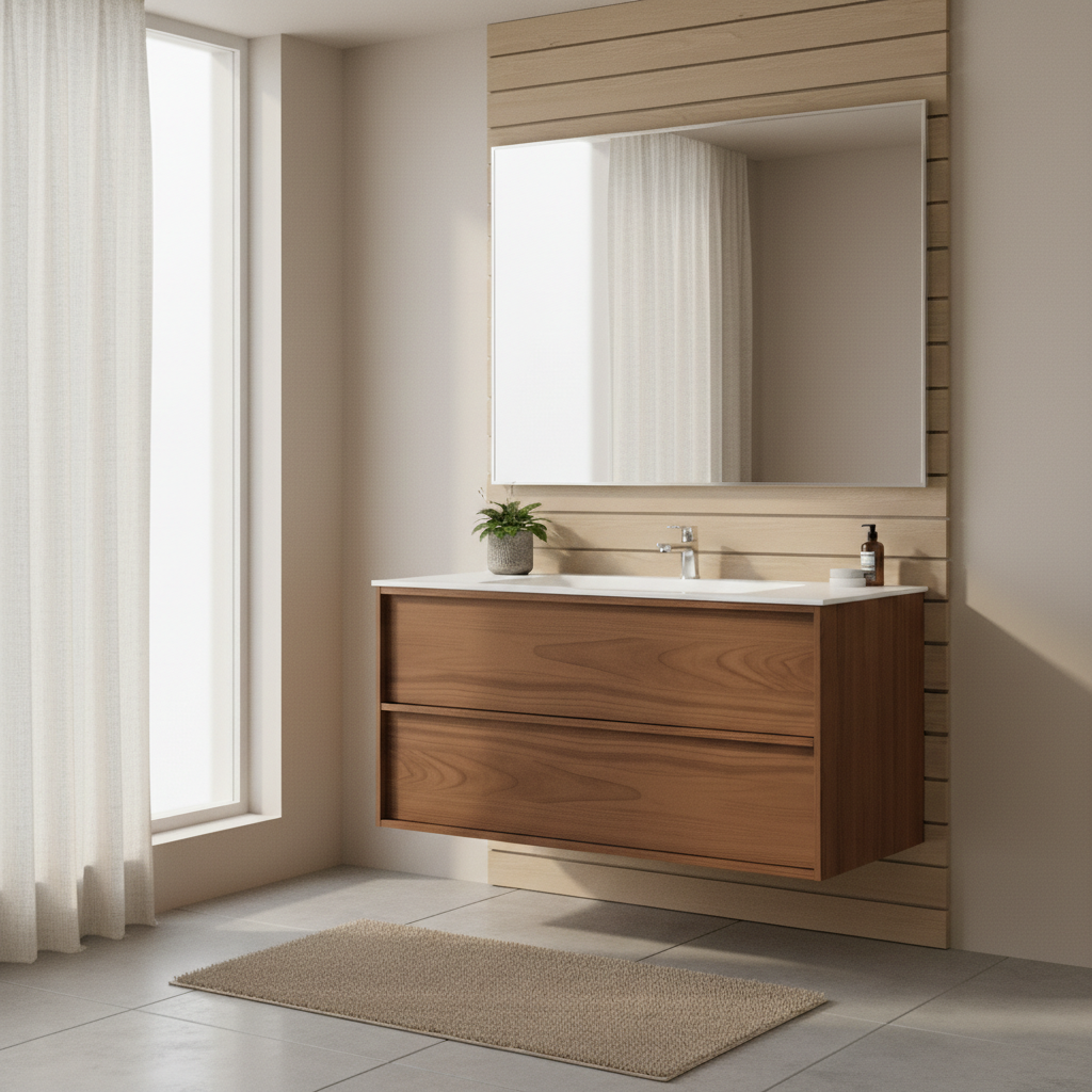 SanoBlu Riva wastafelmeubel 120 cm echt eikenfineer koper met corian wastafel