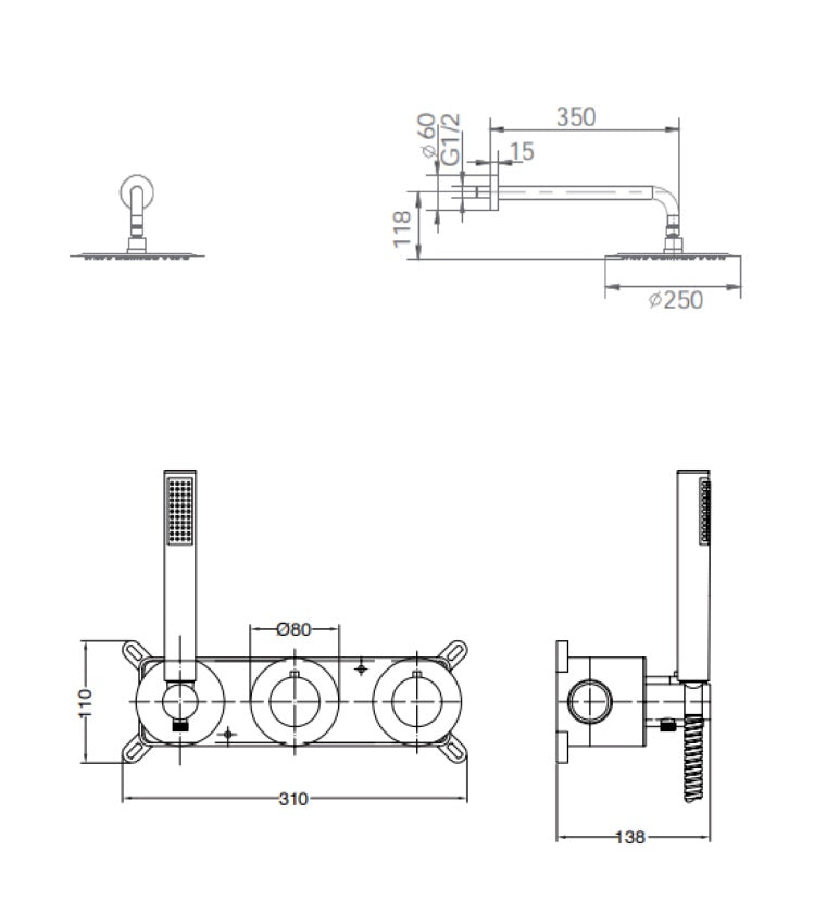 SanoBlu Flow inbouw regendouche chroom met 25 cm douchekop 5