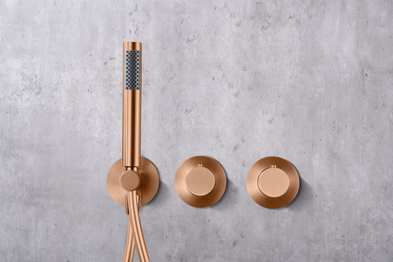 SanoBlu Flow inbouw regendouche geborsteld koper met 30 cm douchekop