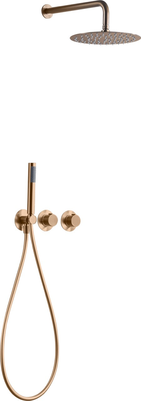 SanoBlu Flow inbouw regendouche geborsteld koper met 25 cm douchekop 6