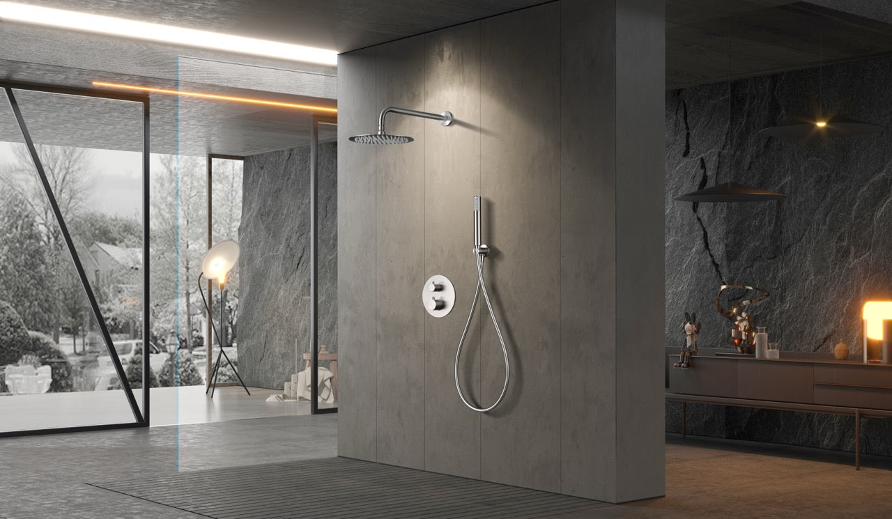 SanoBlu Flow inbouw regendouche geborsteld nikkel met 30 cm douchekop