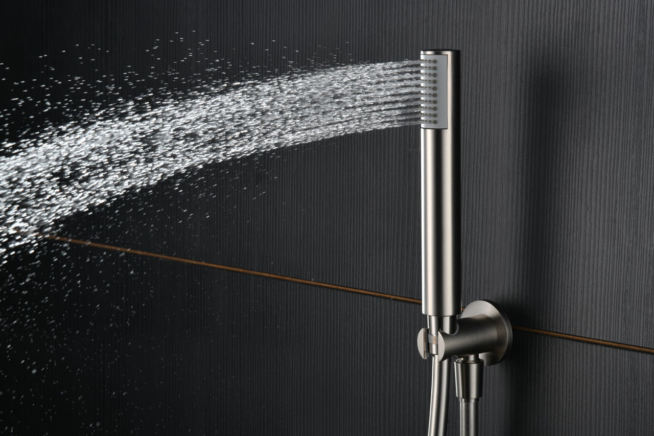 SanoBlu Flow opbouw regendouche geborsteld nikkel met 25 cm douchekop