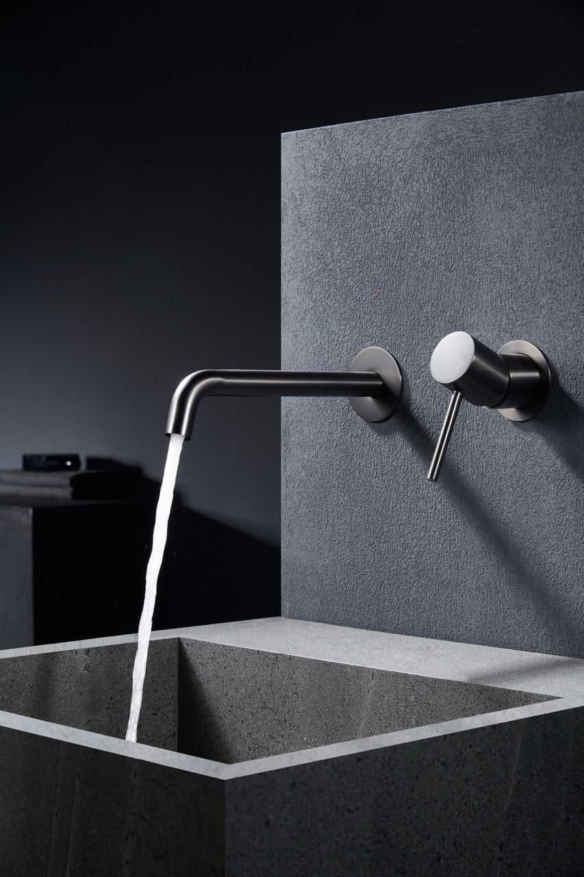 SanoBlu Flow inbouw wastafelkraan black gun metal