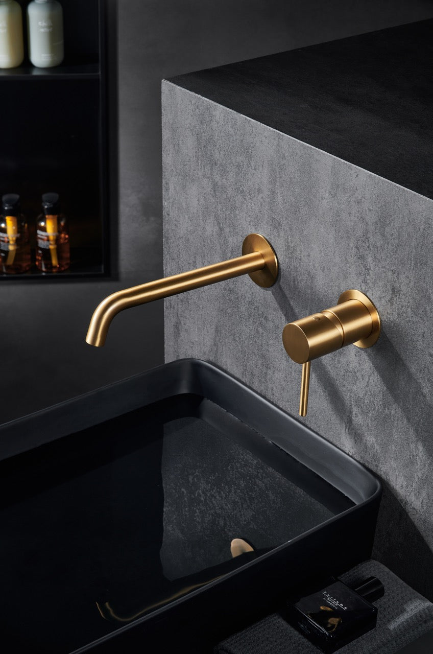 SanoBlu Flow inbouw wastafelkraan geborsteld goud