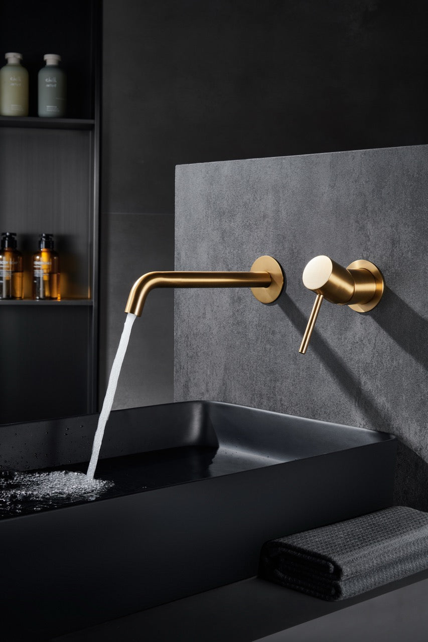 SanoBlu Flow inbouw wastafelkraan geborsteld goud 3