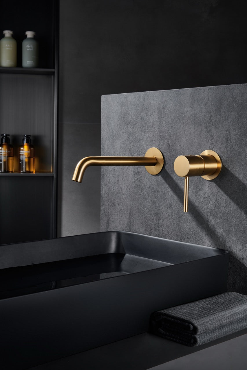 SanoBlu Flow inbouw wastafelkraan geborsteld goud 4