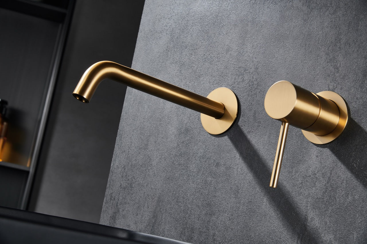 SanoBlu Flow inbouw wastafelkraan geborsteld goud 5