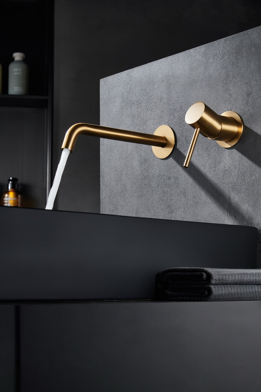 SanoBlu Flow inbouw wastafelkraan geborsteld goud 7