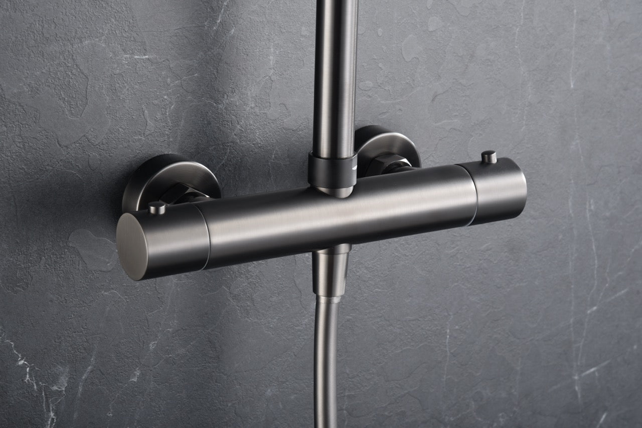 SanoBlu Flow opbouw regendouche black gun metal met 25 cm douchekop 6