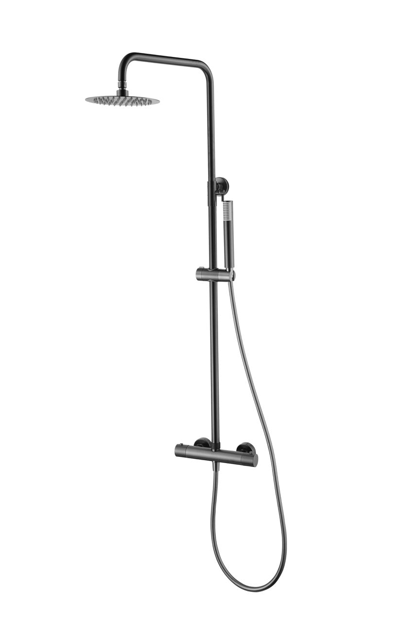 SanoBlu Flow opbouw regendouche black gun metal met 30 cm douchekop 7