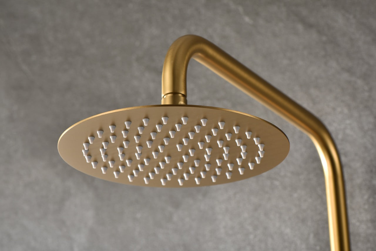 SanoBlu Flow opbouw regendouche geborsteld goud met 30 cm douchekop
