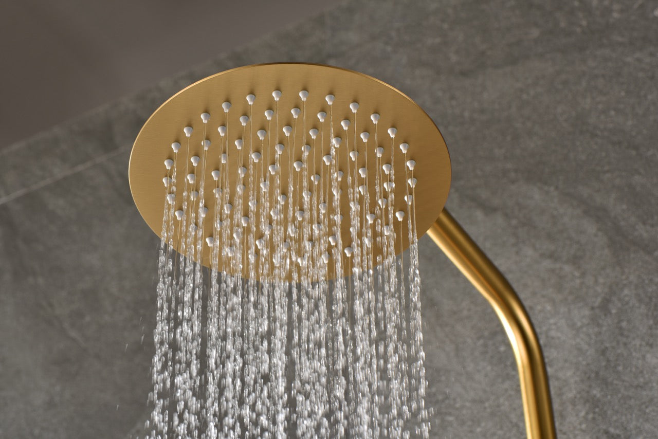 SanoBlu Flow opbouw regendouche geborsteld goud met 30 cm douchekop 3