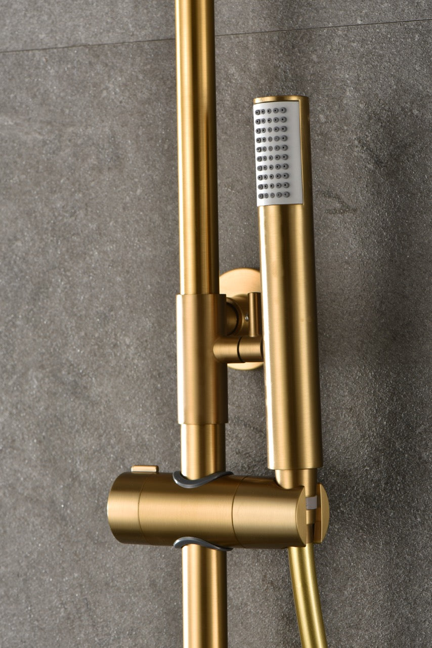 SanoBlu Flow opbouw regendouche geborsteld goud met 30 cm douchekop 4