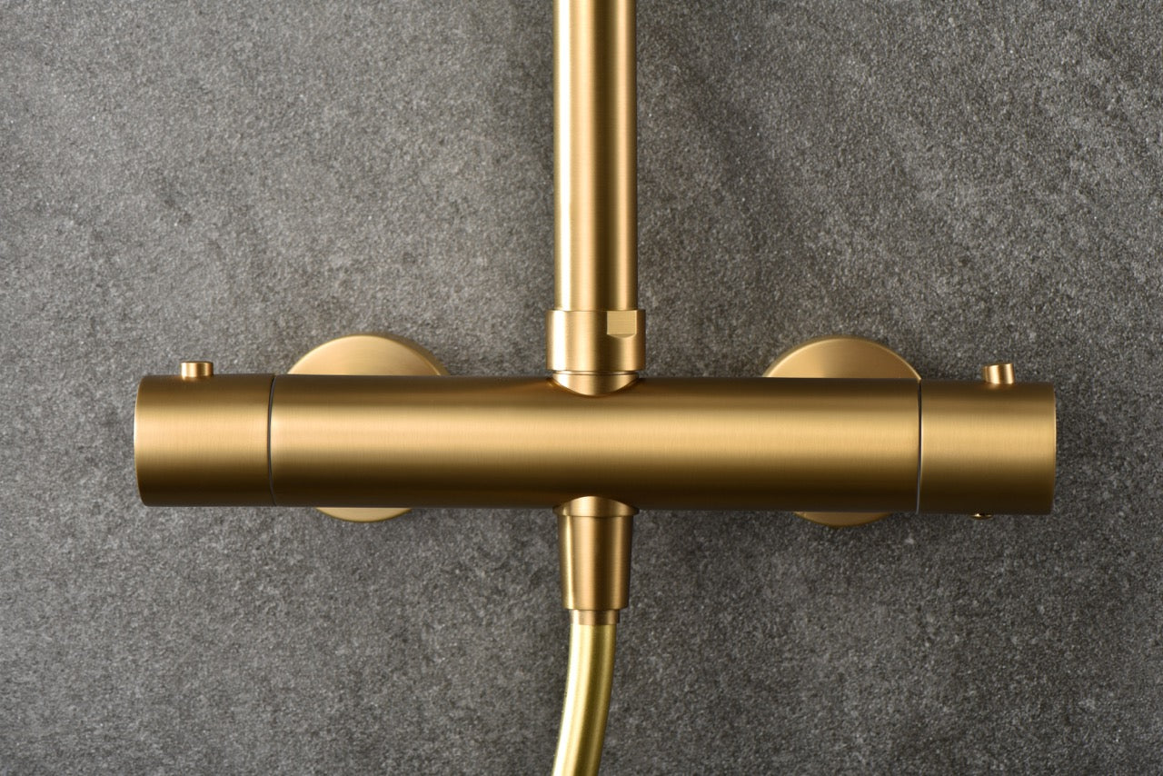 SanoBlu Flow opbouw regendouche geborsteld goud met 20 cm douchekop 6