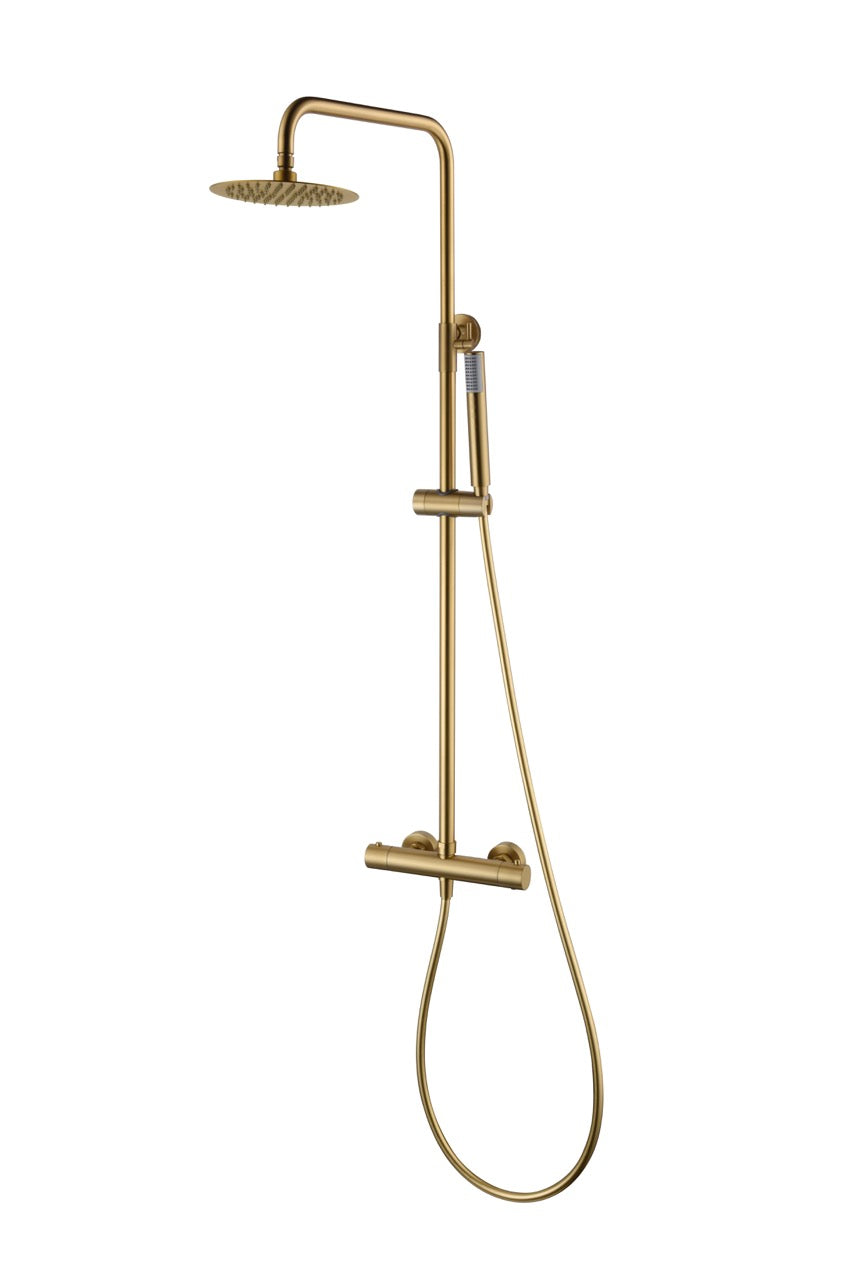 SanoBlu Flow opbouw regendouche geborsteld goud met 30 cm douchekop 7