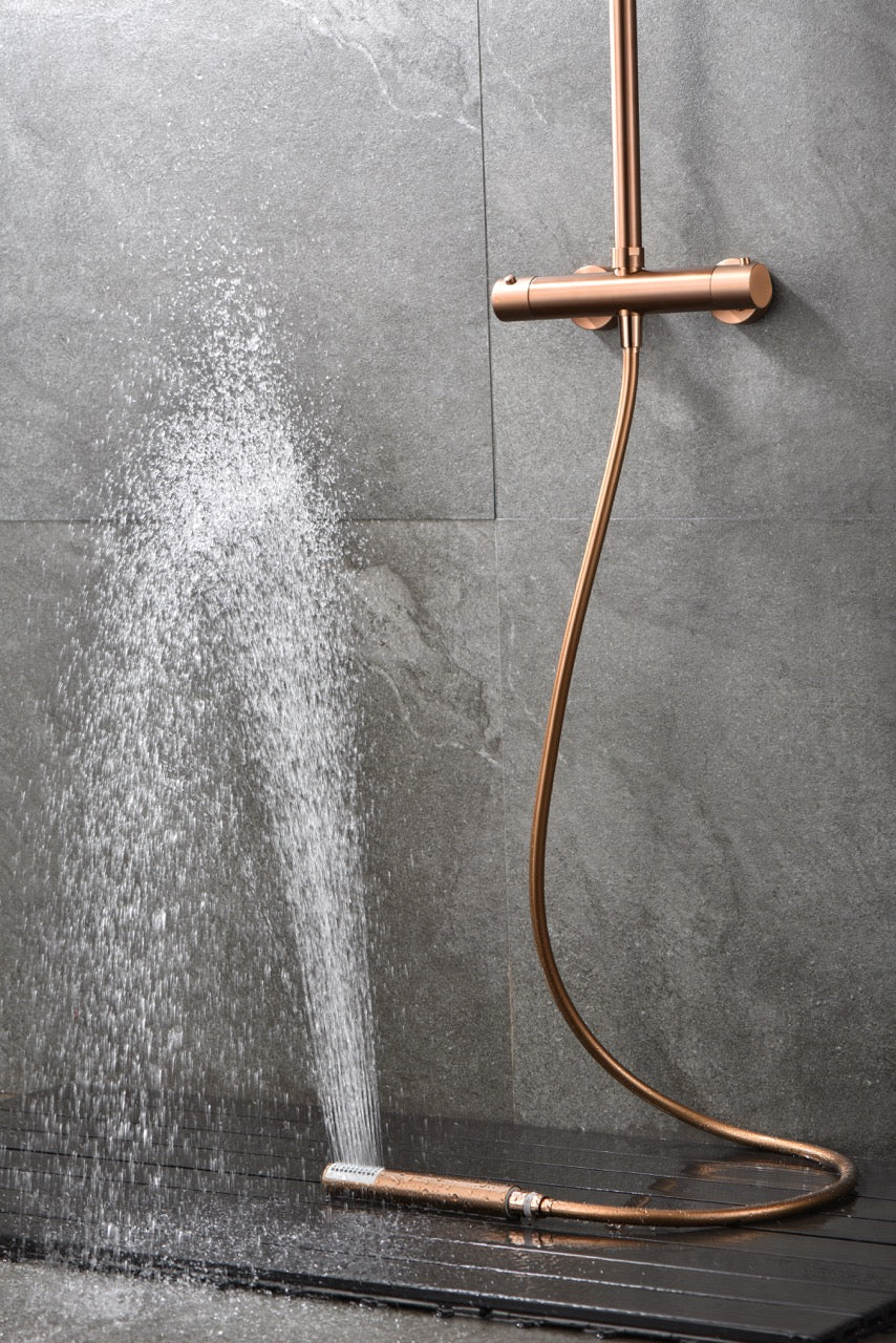 SanoBlu Flow opbouw regendouche geborsteld koper met 20 cm douchekop 4
