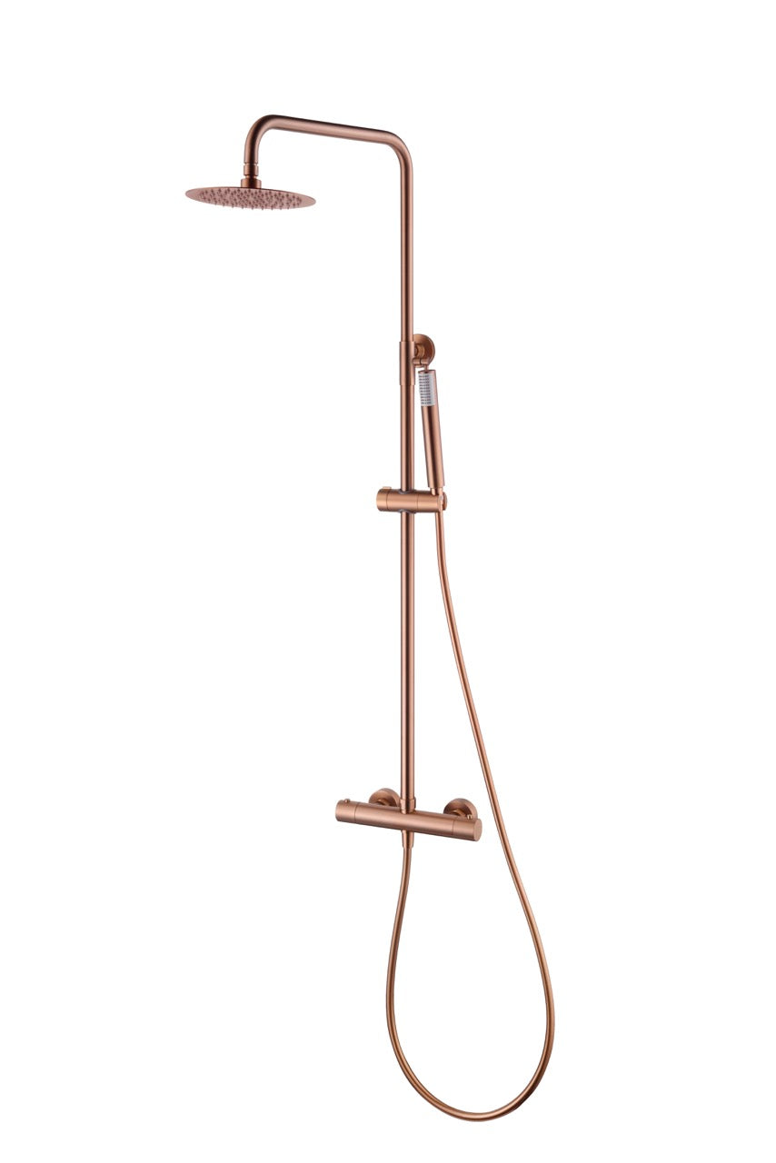 SanoBlu Flow opbouw regendouche geborsteld koper met 20 cm douchekop 7