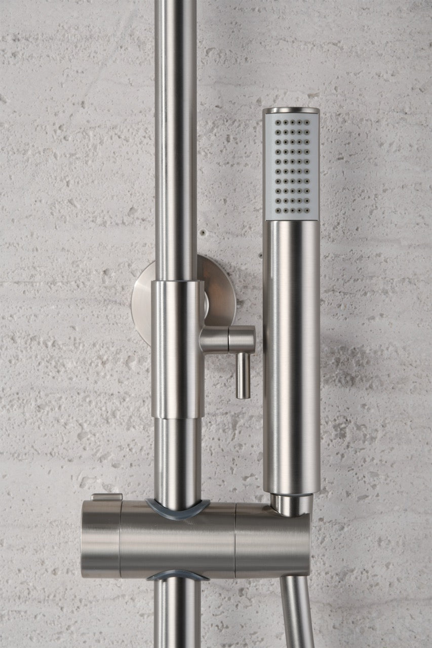 SanoBlu Flow opbouw regendouche geborsteld nikkel met 30 cm douchekop
