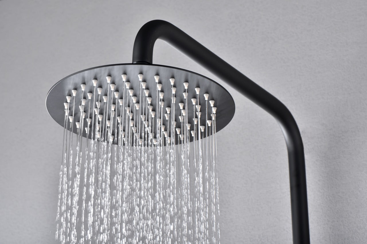 SanoBlu Flow opbouw regendouche mat zwart met 20 cm douchekop